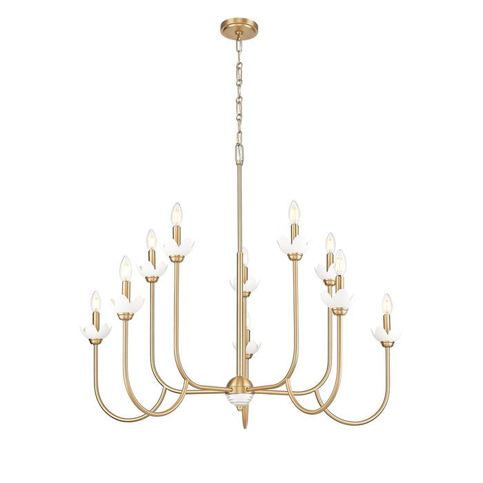 Z-Lite Allistair 10 Light Chandelier, Modern Gold/Clear Ribbed