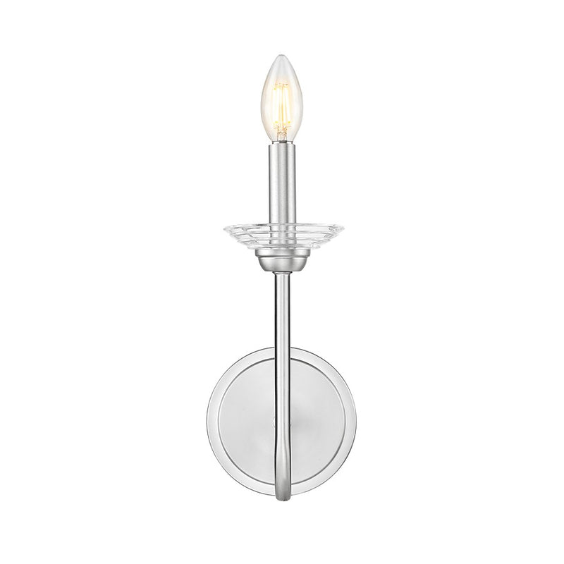 Z-Lite Allistair 1 Light Wall Sconce, Brushed Nickel/Clear Ribbed