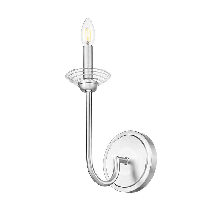 Z-Lite Allistair 1 Light Wall Sconce, Brushed Nickel/Clear Ribbed