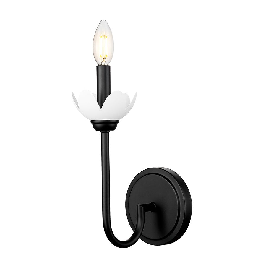 Z-Lite Allistair 1 Light Wall Sconce, Matte Black/Clear Ribbed - 352-1S-MB
