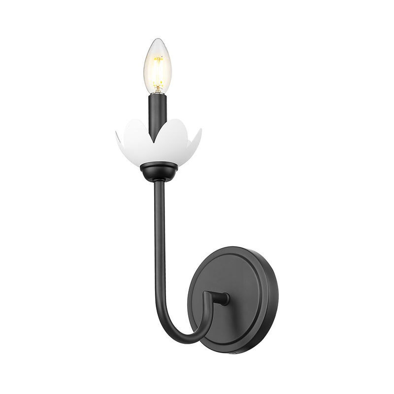 Z-Lite Allistair 1 Light Wall Sconce, Matte Black/Clear Ribbed