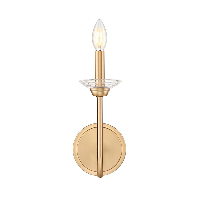 Z-Lite Allistair 1 Light Wall Sconce, Modern Gold/Clear Ribbed
