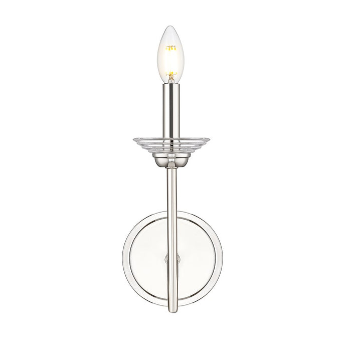 Z-Lite Allistair 1 Light Wall Sconce, Polished Nickel/Clear Ribbed