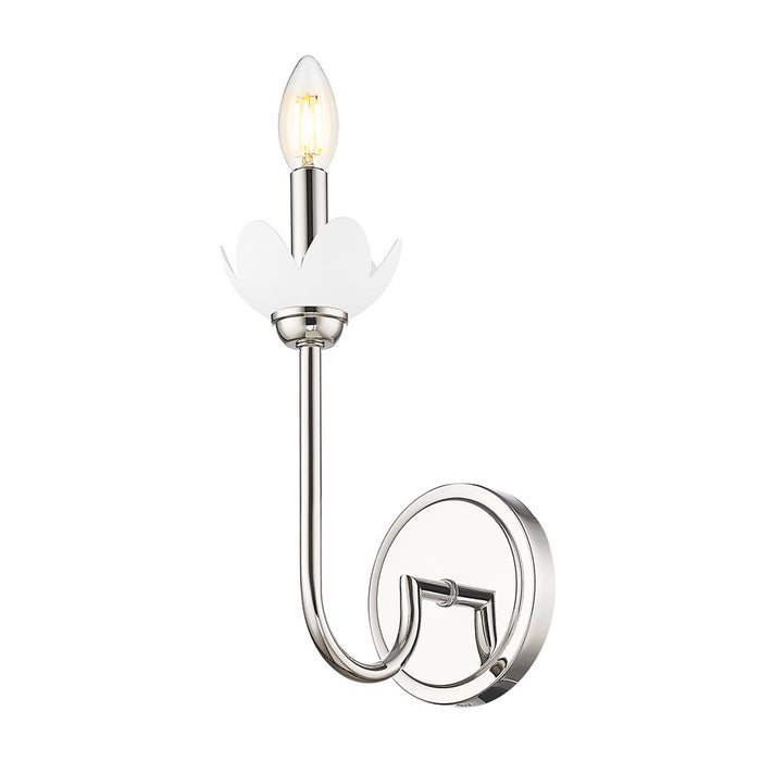 Z-Lite Allistair 1 Light Wall Sconce, Polished Nickel/Clear Ribbed