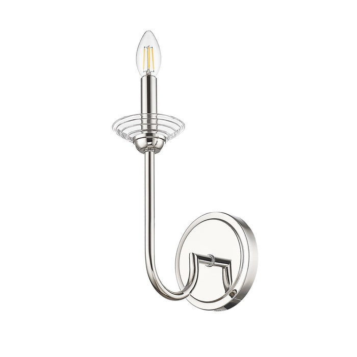 Z-Lite Allistair 1 Light Wall Sconce, Polished Nickel/Clear Ribbed