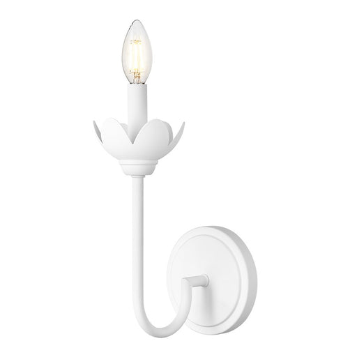 Z-Lite Allistair 1 Light Wall Sconce, Textured White/Clear Ribbed - 352-1S-TW