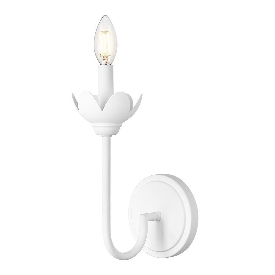 Z-Lite Allistair 1 Light Wall Sconce, Textured White/Clear Ribbed - 352-1S-TW