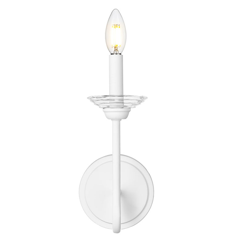 Z-Lite Allistair 1 Light Wall Sconce, Textured White/Clear Ribbed