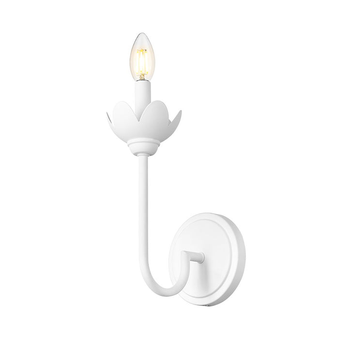 Z-Lite Allistair 1 Light Wall Sconce, Textured White/Clear Ribbed