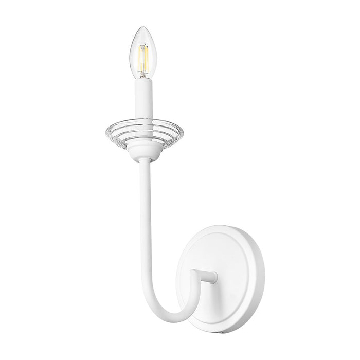 Z-Lite Allistair 1 Light Wall Sconce, Textured White/Clear Ribbed