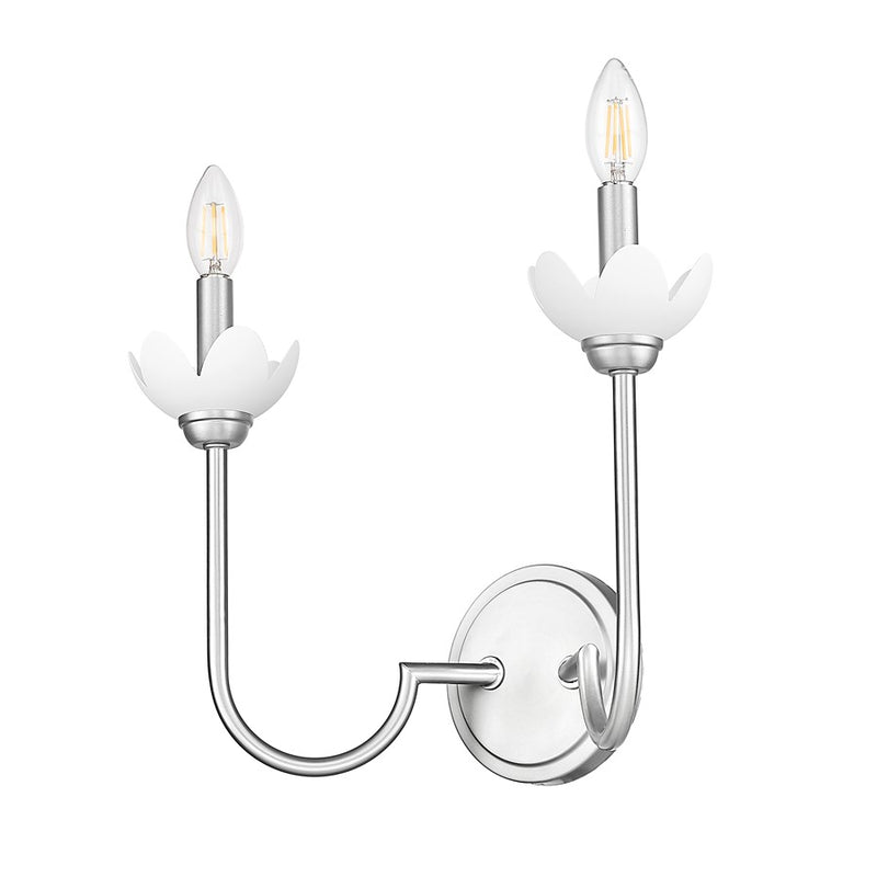 Z-Lite Allistair 2 Light Wall Sconce, Brushed Nickel/Clear Ribbed