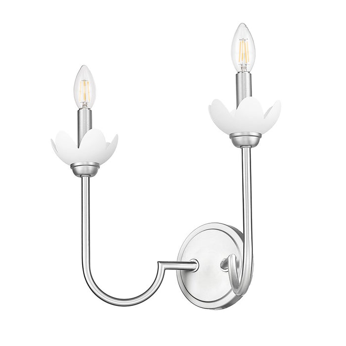 Z-Lite Allistair 2 Light Wall Sconce, Brushed Nickel/Clear Ribbed