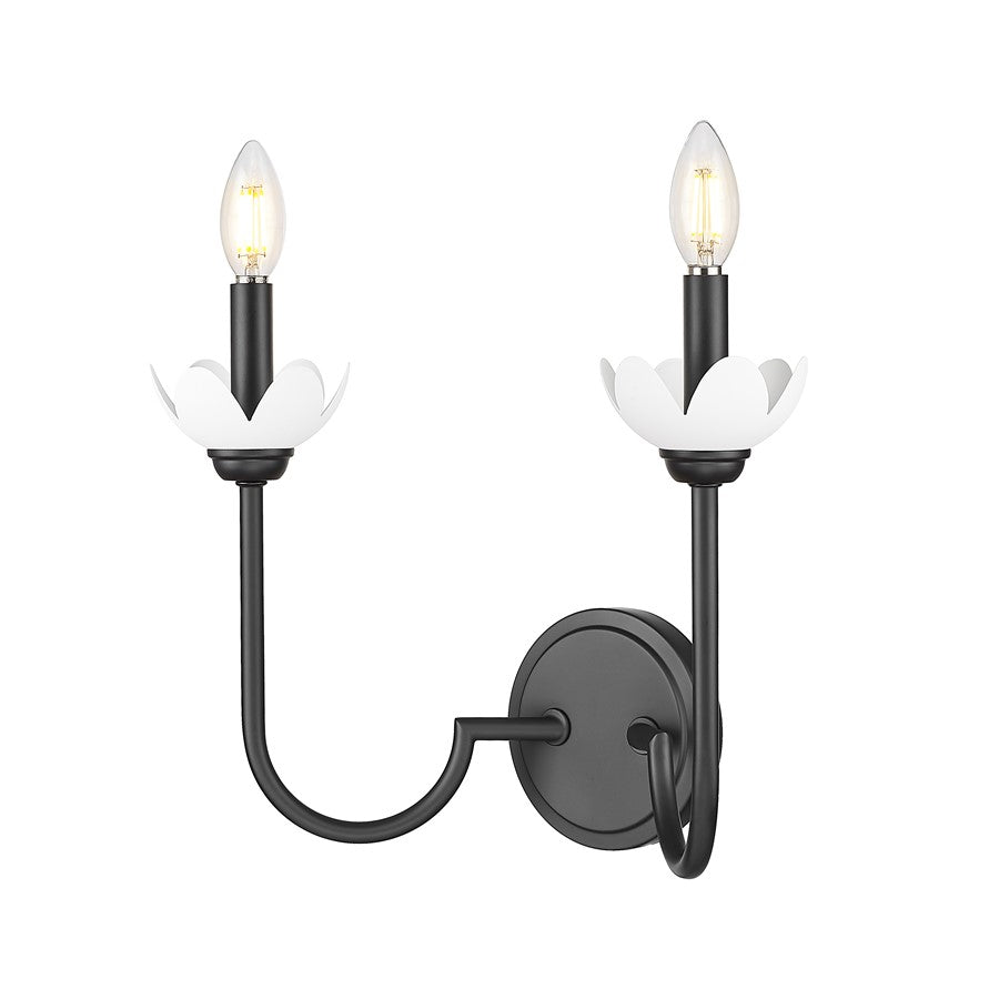 Z-Lite Allistair 2 Light Wall Sconce, Matte Black/Clear Ribbed - 352-2S-MB