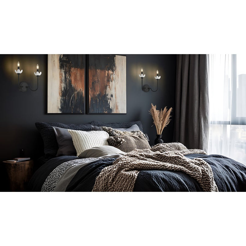 Z-Lite Allistair 2 Light Wall Sconce, Matte Black/Clear Ribbed