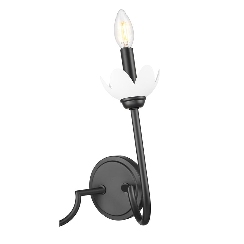 Z-Lite Allistair 2 Light Wall Sconce, Matte Black/Clear Ribbed