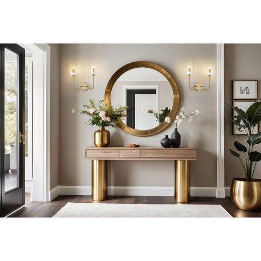 Z-Lite Allistair 2 Light Wall Sconce, Modern Gold/Clear Ribbed