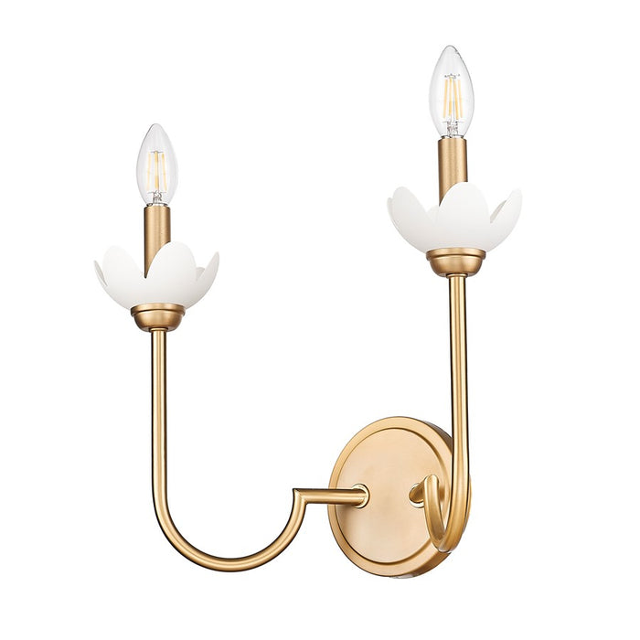 Z-Lite Allistair 2 Light Wall Sconce, Modern Gold/Clear Ribbed