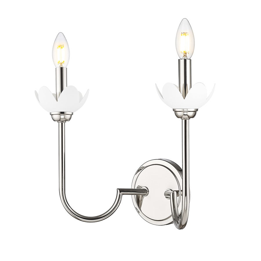 Z-Lite Allistair 2 Light Wall Sconce, Polished Nickel/Clear Ribbed - 352-2S-PN