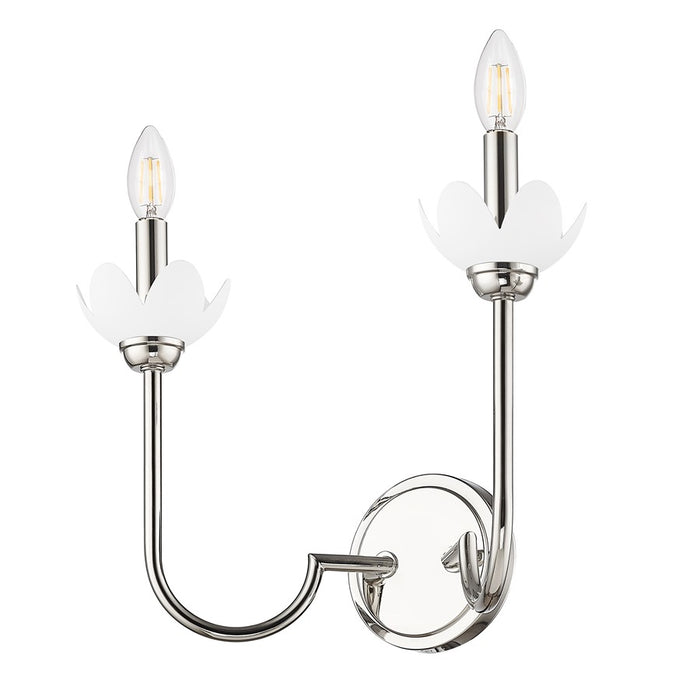 Z-Lite Allistair 2 Light Wall Sconce, Polished Nickel/Clear Ribbed