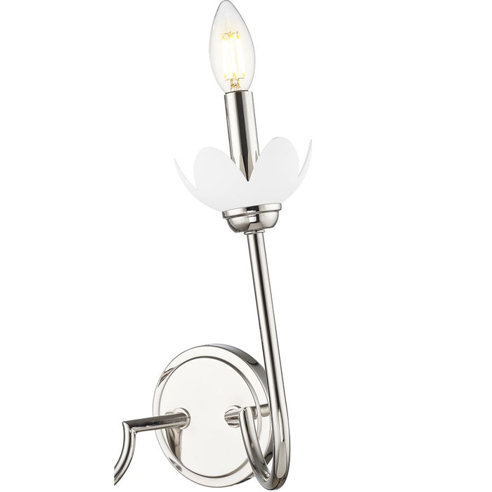 Z-Lite Allistair 2 Light Wall Sconce, Polished Nickel/Clear Ribbed