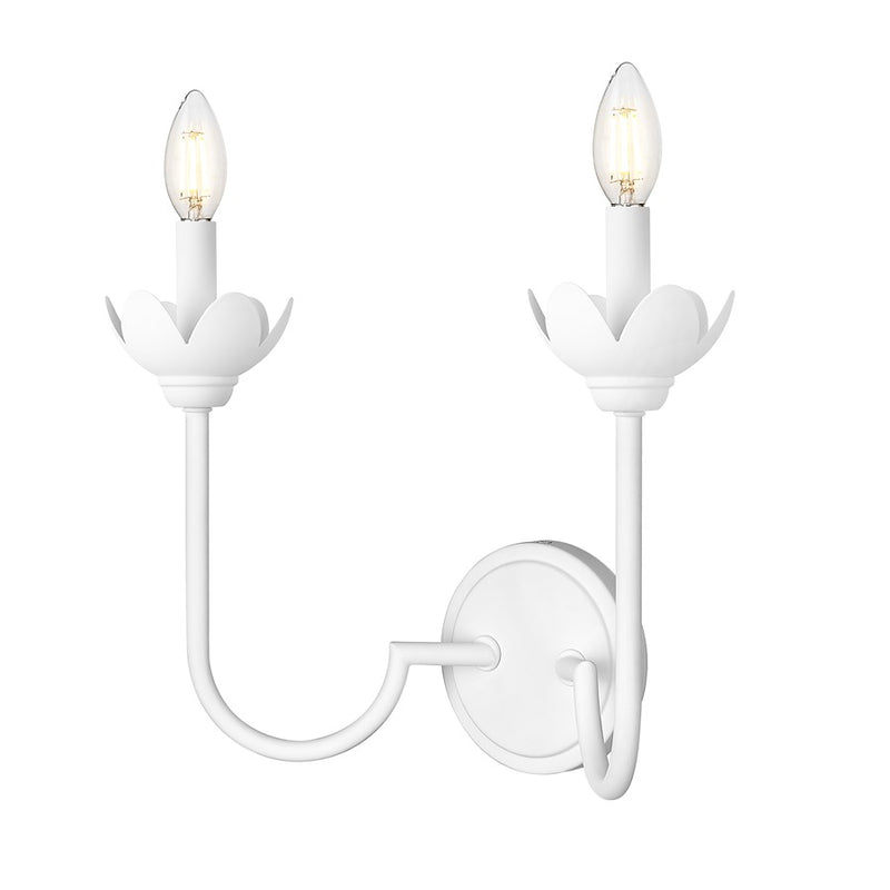 Z-Lite Allistair 2 Light Wall Sconce, Textured White/Clear Ribbed - 352-2S-TW