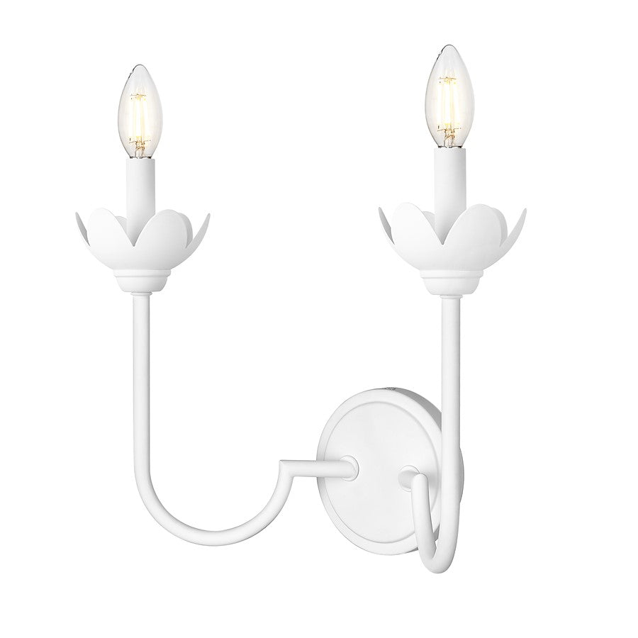 Z-Lite Allistair 2 Light Wall Sconce, Textured White/Clear Ribbed - 352-2S-TW