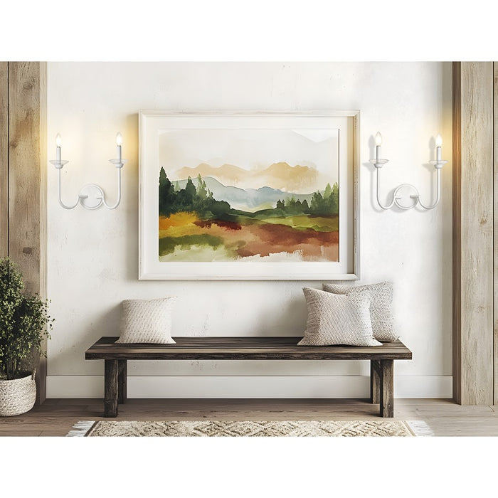 Z-Lite Allistair 2 Light Wall Sconce, Textured White/Clear Ribbed