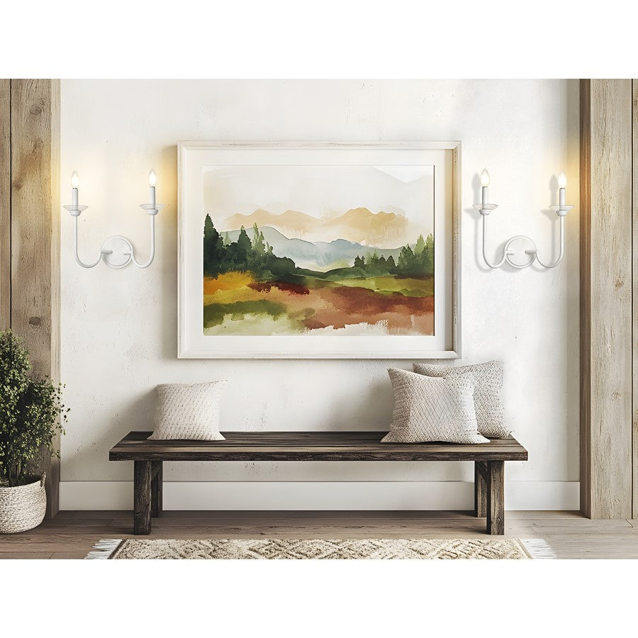 Z-Lite Allistair 2 Light Wall Sconce, Textured White/Clear Ribbed