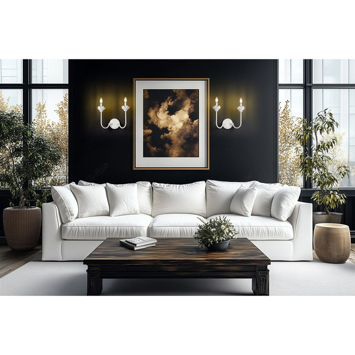 Z-Lite Allistair 2 Light Wall Sconce, Textured White/Clear Ribbed