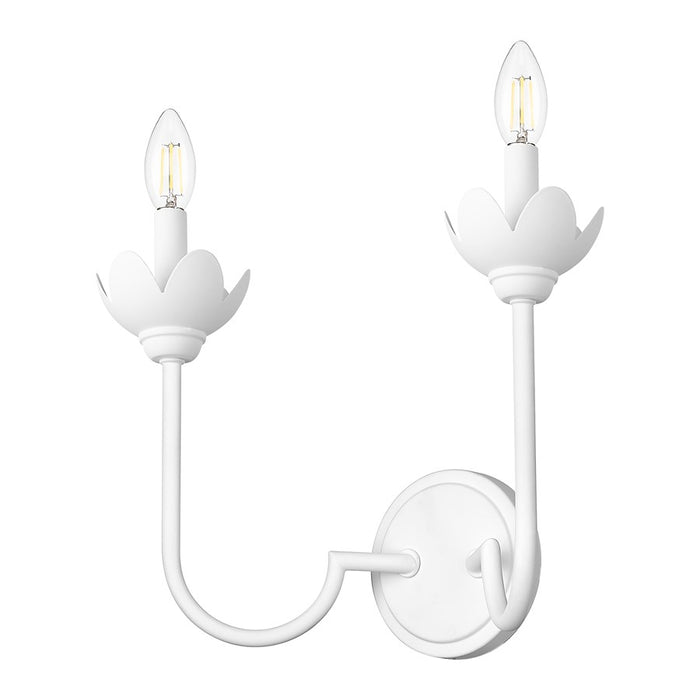 Z-Lite Allistair 2 Light Wall Sconce, Textured White/Clear Ribbed