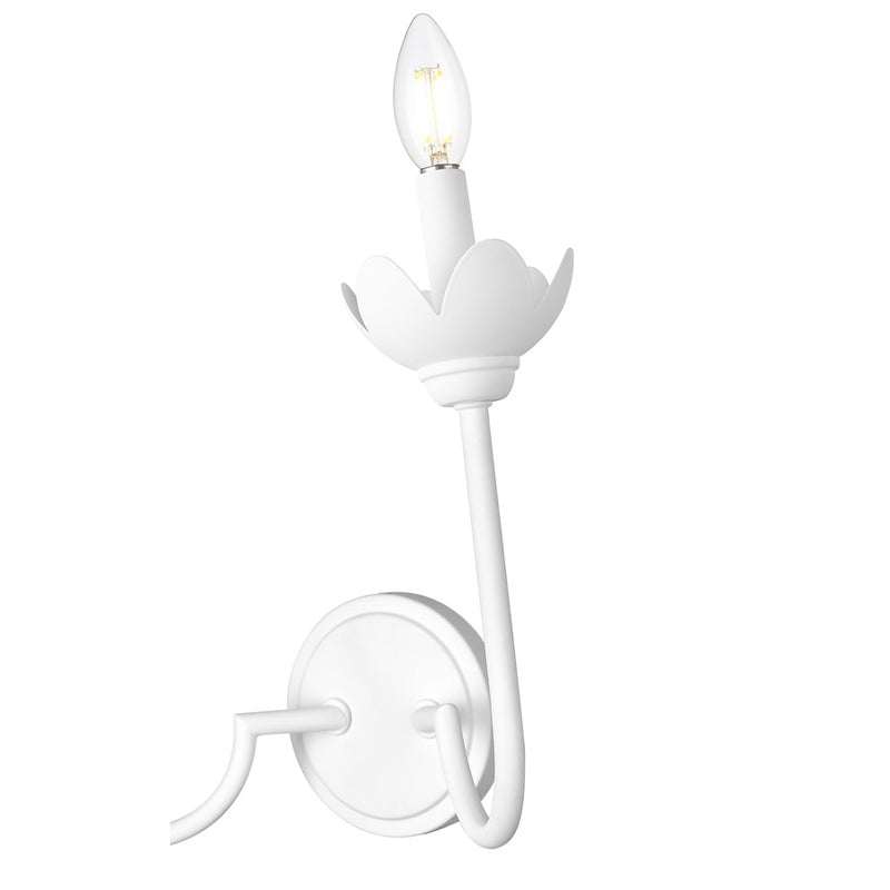 Z-Lite Allistair 2 Light Wall Sconce, Textured White/Clear Ribbed