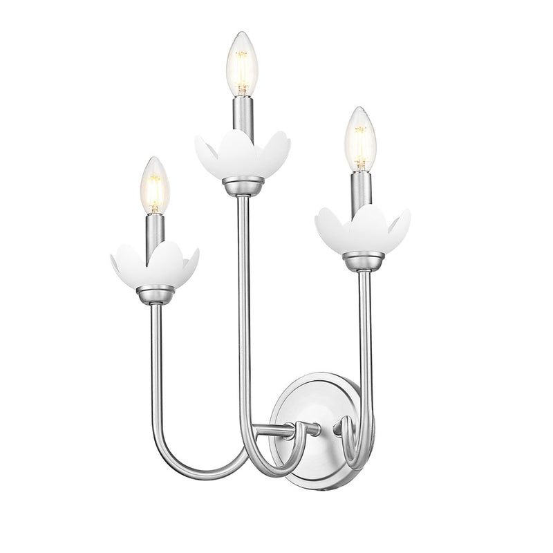 Z-Lite Allistair 3 Light Wall Sconce, Brushed Nickel/Clear Ribbed
