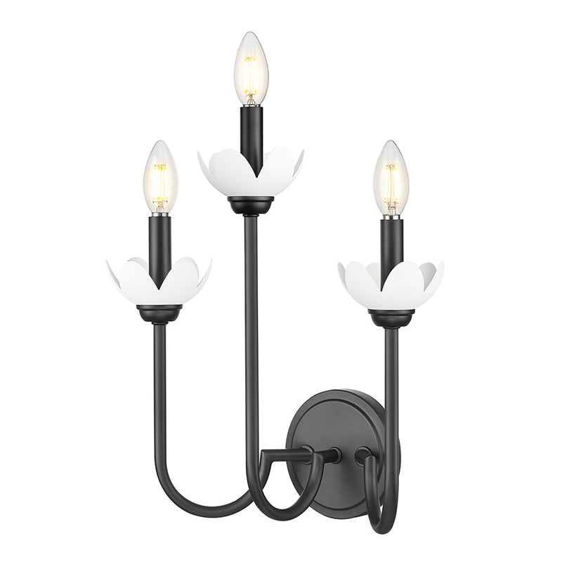Z-Lite Allistair 3 Light Wall Sconce, Matte Black/Clear Ribbed - 352-3S-MB