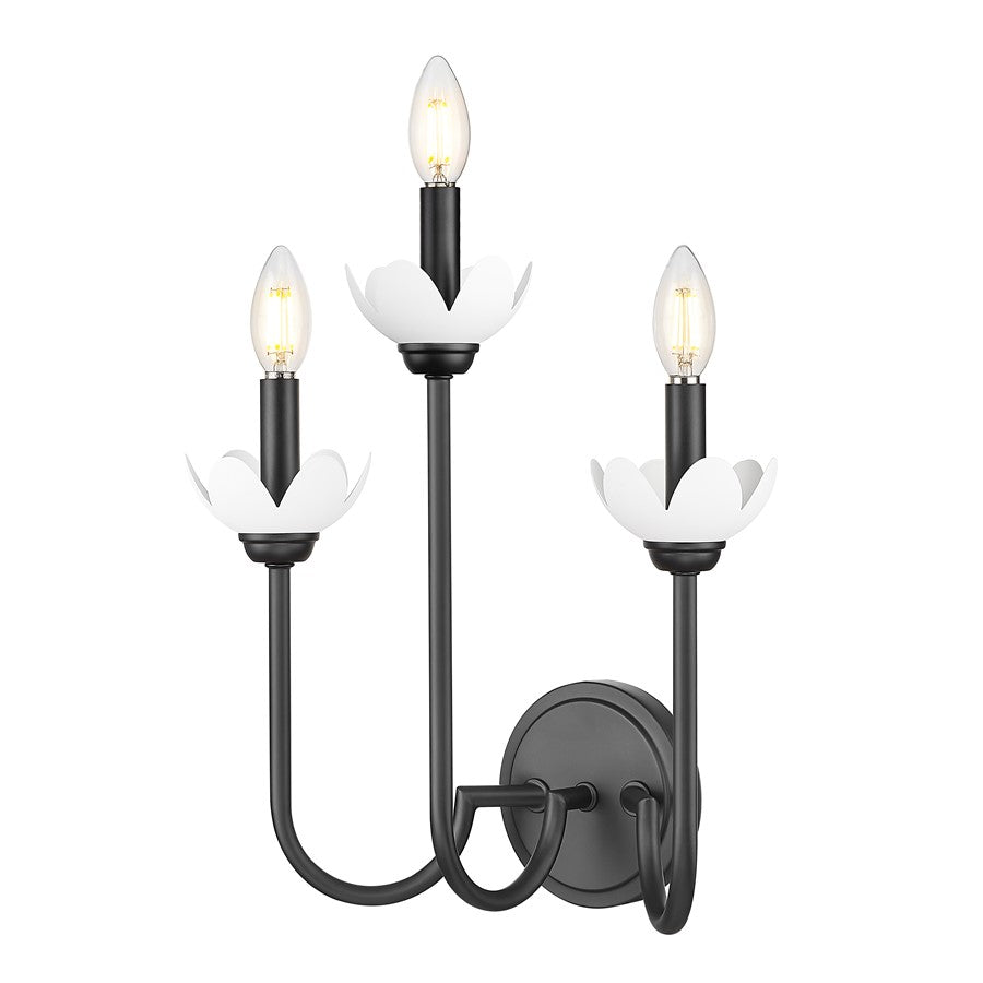 Z-Lite Allistair 3 Light Wall Sconce, Matte Black/Clear Ribbed - 352-3S-MB