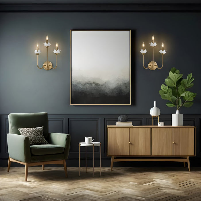 Z-Lite Allistair 3 Light Wall Sconce, Modern Gold/Clear Ribbed