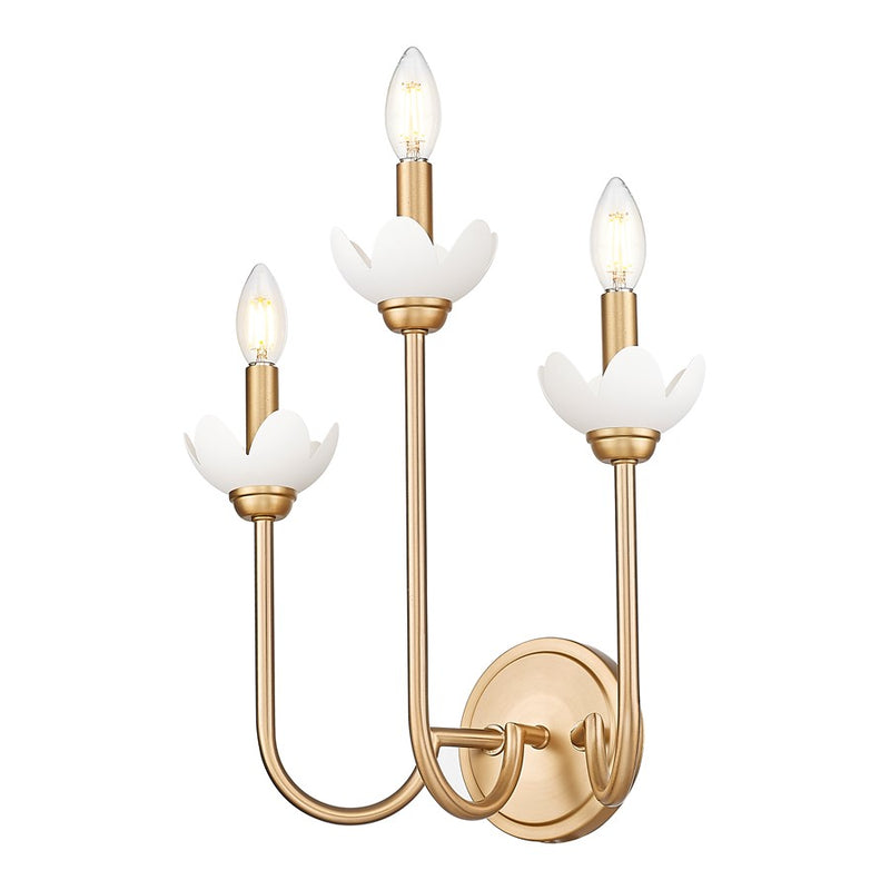 Z-Lite Allistair 3 Light Wall Sconce, Modern Gold/Clear Ribbed