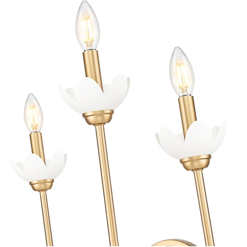 Z-Lite Allistair 3 Light Wall Sconce, Modern Gold/Clear Ribbed