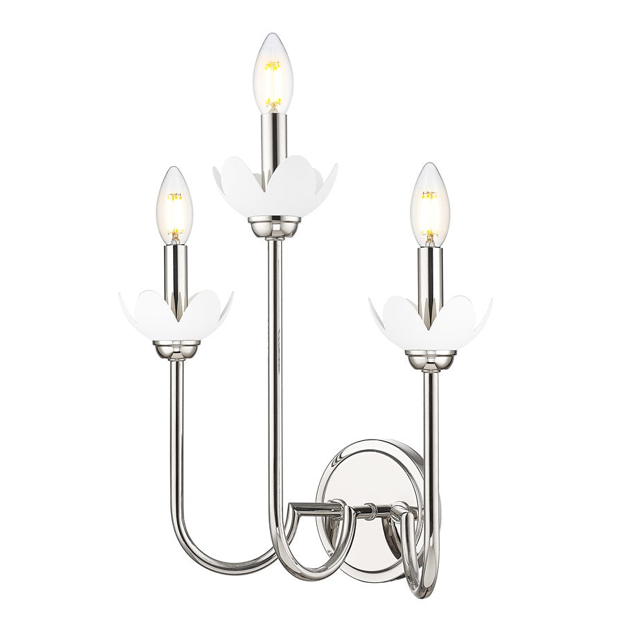 Z-Lite Allistair 3 Light Wall Sconce, Polished Nickel/Clear Ribbed - 352-3S-PN