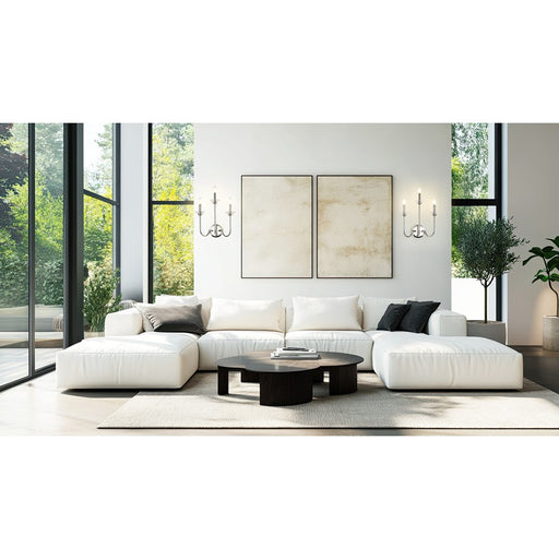 Z-Lite Allistair 3 Light Wall Sconce, Polished Nickel/Clear Ribbed