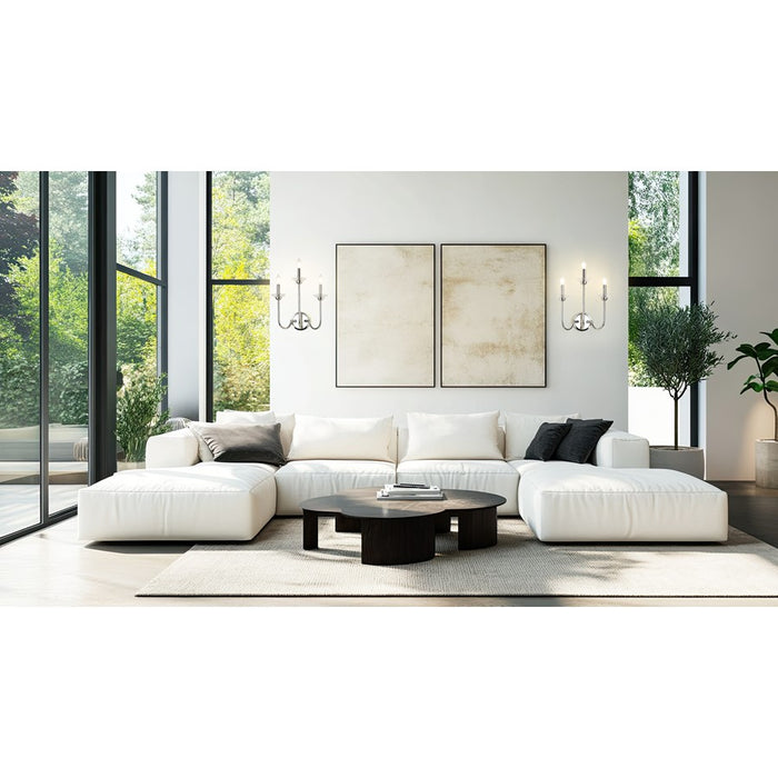 Z-Lite Allistair 3 Light Wall Sconce, Polished Nickel/Clear Ribbed