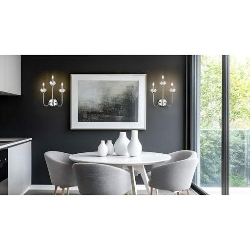 Z-Lite Allistair 3 Light Wall Sconce, Polished Nickel/Clear Ribbed