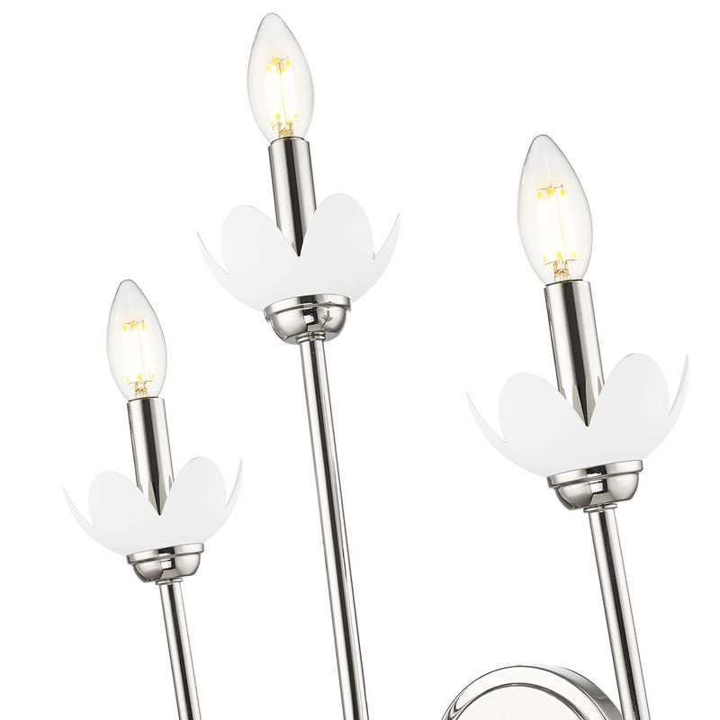 Z-Lite Allistair 3 Light Wall Sconce, Polished Nickel/Clear Ribbed