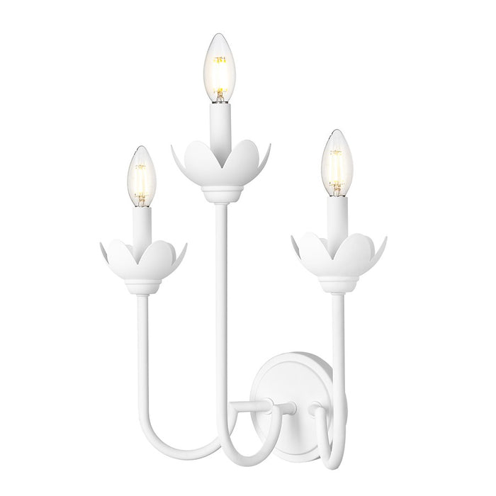 Z-Lite Allistair 3 Light Wall Sconce, Textured White/Clear Ribbed - 352-3S-TW