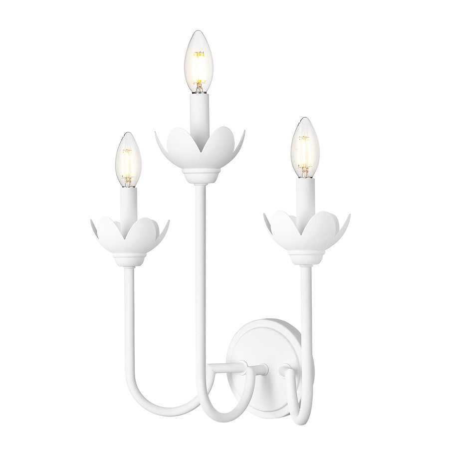 Z-Lite Allistair 3 Light Wall Sconce, Textured White/Clear Ribbed - 352-3S-TW