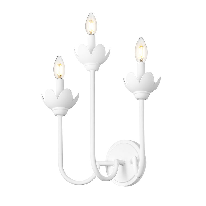 Z-Lite Allistair 3 Light Wall Sconce, Textured White/Clear Ribbed