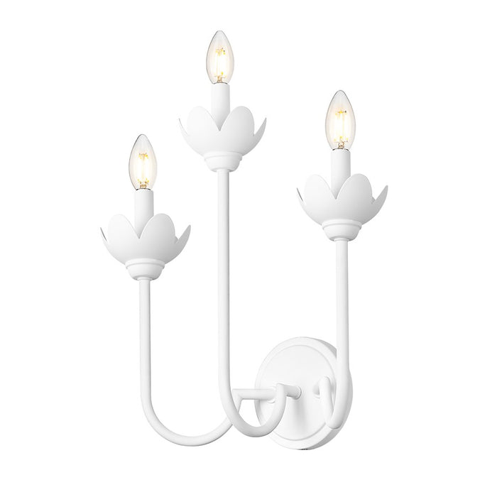 Z-Lite Allistair 3 Light Wall Sconce, Textured White/Clear Ribbed