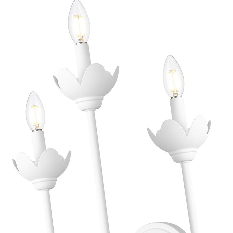 Z-Lite Allistair 3 Light Wall Sconce, Textured White/Clear Ribbed