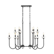 Z-Lite Allistair 12Lt Linear Chandelier, Matte Black/Clear Ribbed - 352-42L-MB