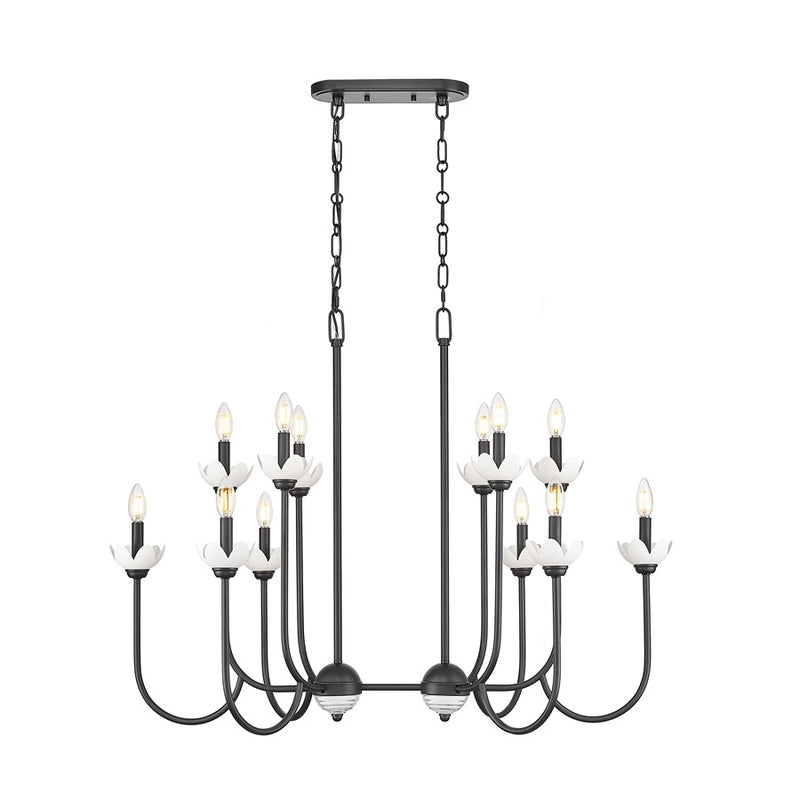 Z-Lite Allistair 12Lt Linear Chandelier, Matte Black/Clear Ribbed - 352-42L-MB