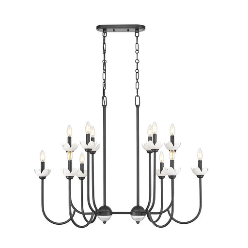 Z-Lite Allistair 12Lt Linear Chandelier, Matte Black/Clear Ribbed - 352-42L-MB